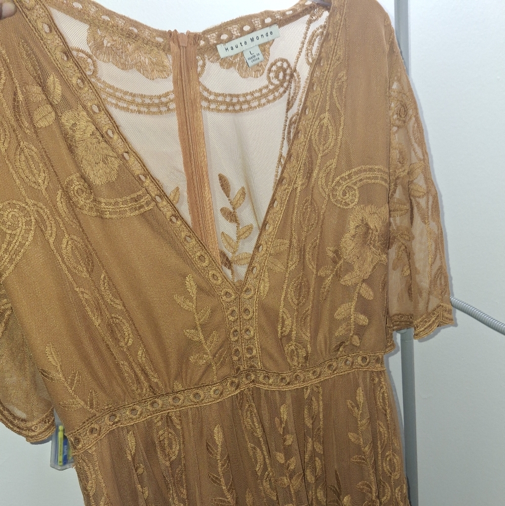Haute Monde Rust Lace Midi Dress - Picture 5 of 5